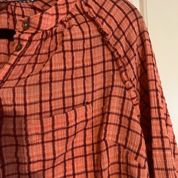 Anthropologie Blouse Pilcro Pink Plaid Button-Down 1X XL - Picture 3 of 7